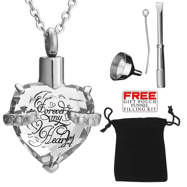 Collar Urn Cremation Joyería Claro Corazón Pendente Para Cenizas Memorial Locket