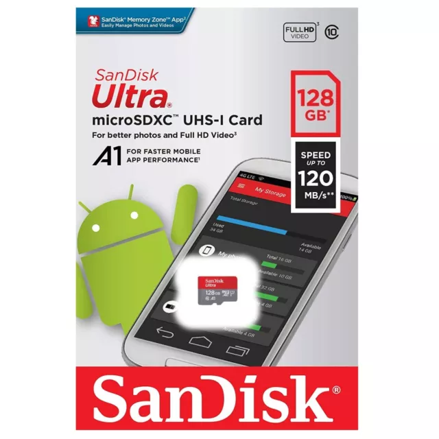 SANDISK - Carte Mémoire Micro SD SDXC 128 Gb - Disponible aussi 8 16 32 64 ou 25