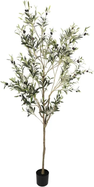 Erlandens Artificial Olive Tree 7FT Tall Fluffy Faux Plant Large Potted Fake