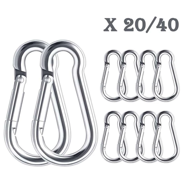 1.57in Stainless Steel Spring Snap Hook Carabiner Outdoor Carabiner Clips 20/40x