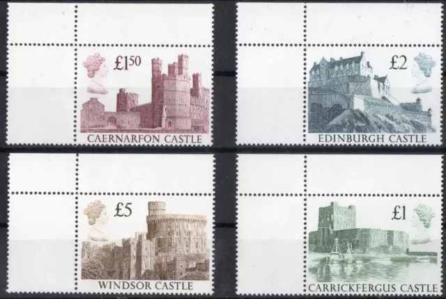 GB 1992 QEII Castles High Values definitive set of 4 mint stamps value to £5 MNH