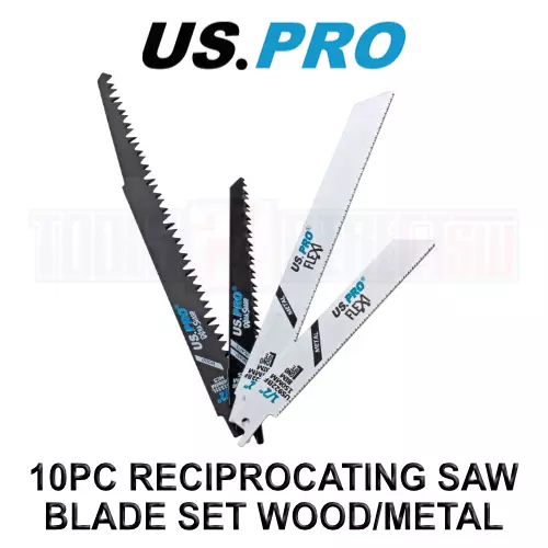 US PRO Tools 10PC Assorted Reciprocating Recip Saw Blades For Wood & Metal 9170