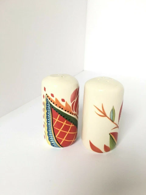 Shakers vintage floraux peints à la main en céramique vibrante et décorés 4" 3