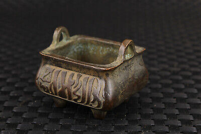 Chinese old bronze hand cast incense burner Buddha collection blessing 3
