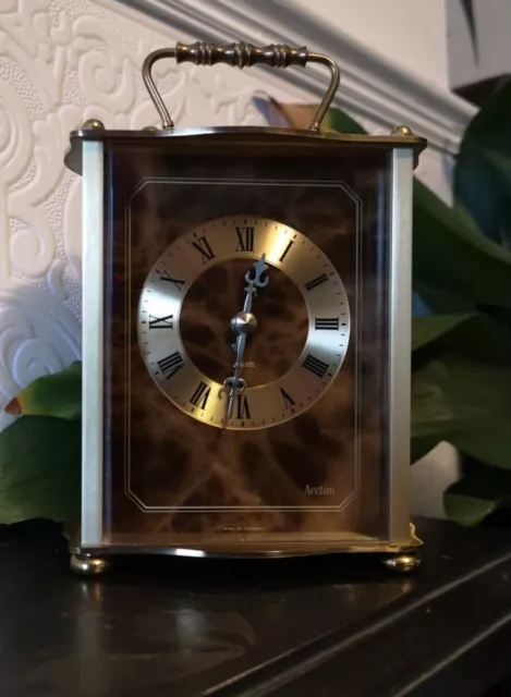 Vintage Brass Acctim Quartz Battery Carriage Clock (Working)