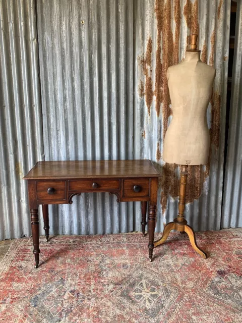 Antique Mahogany Hall Table Console Table Writing Desk Drawers Castors Victorian