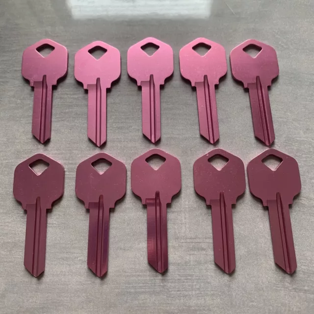 Kwikset KW-1 - 10 PACK PINK Lightweight Aluminum Titanium Key Blanks