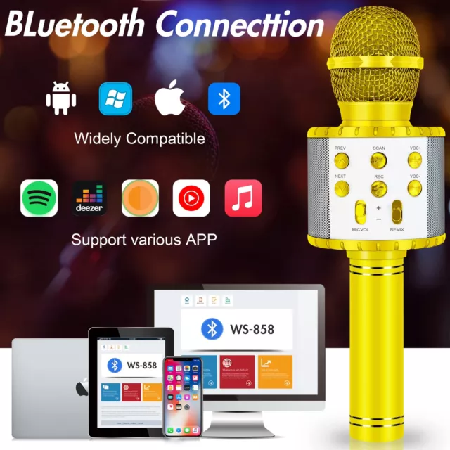 Karaoke Mikrofon Wireless Bluetooth Handmikrofon Lautsprecher Microphone KTV Mic 3