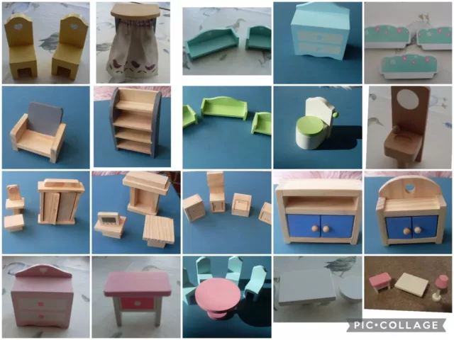 Dolls House Wooden Furniture And Figures Childrens Toys