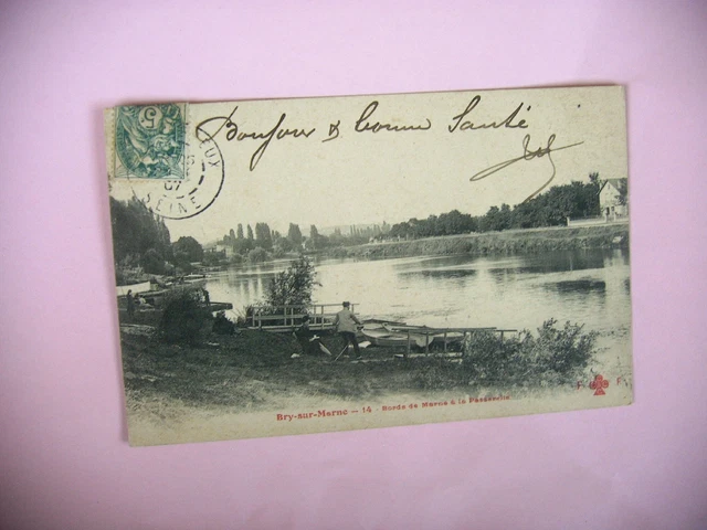 CPA  BRY SUR MARNE bords de marne à la passerelle