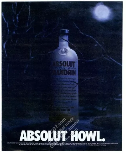 2002 Absolut Howl full moon spooky night theme vodka print ad
