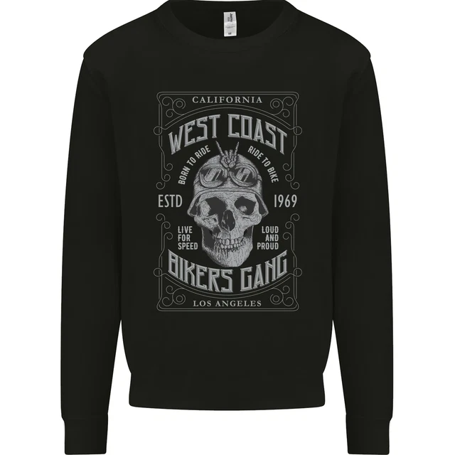 Motociclisti Gang Moto Teschio Rock Uomo Felpa Maglione