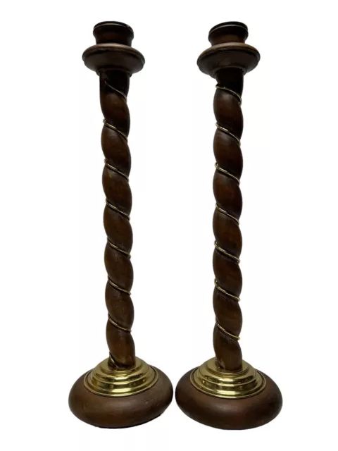 Ethan Allen Handcrafted Italy Barley Twist CANDLEHOLDER CANDLESTICK w/brass 19"