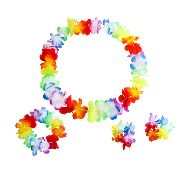 5 Pcs Ti Leaf Hula Skirt Luau Party Skirt Flower Garlands Dance Skirt Make 2