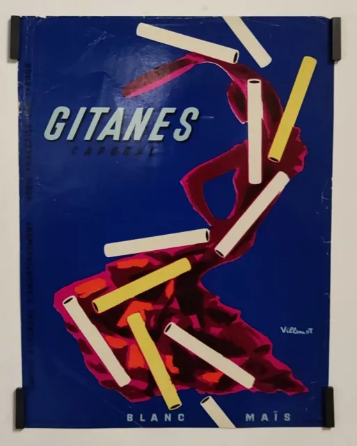 Villemot Gitanes Caporal Circa 1950 Affiche Originale Tabac Publicité