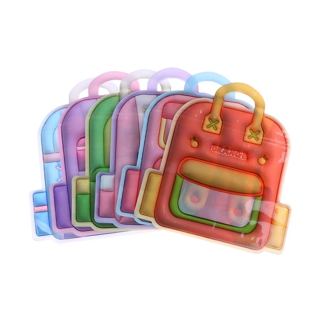 5pcs 3D Backpack Plastic Zipper Handle Bags For Candy Cookie Gift Packing Ba LEI