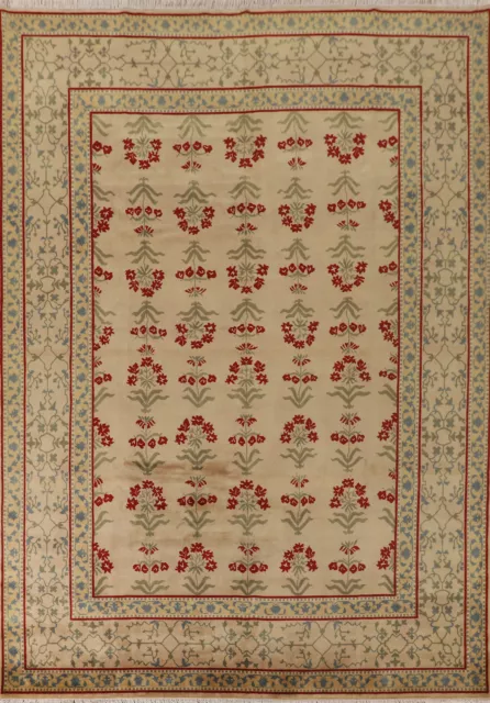 All-Over Pattern Aubusson Oriental Area Rug 9x12 Handmade Wool for Living Room