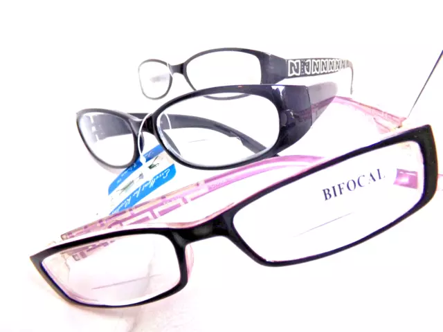 3 pair New Lady/Girls Bifocal READING GLASSES +4.0 Variety fashion compac styles