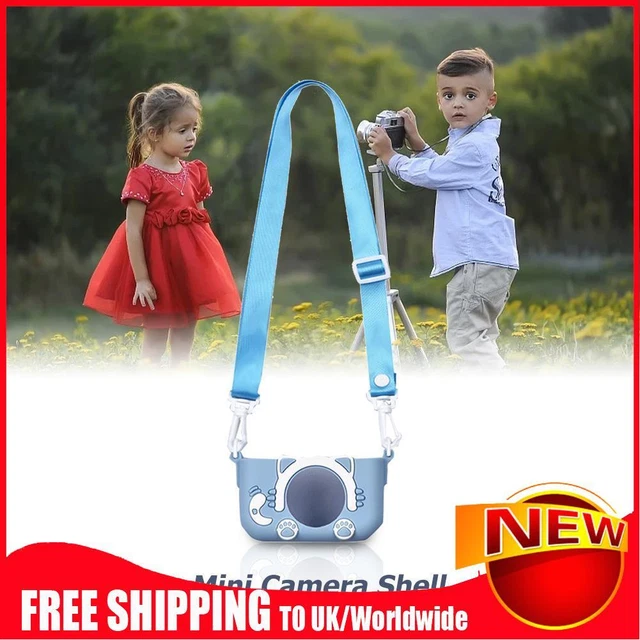 Portable Mini Cartoon Camera Cover Adjustable Silicone Shell (Blue Cat)