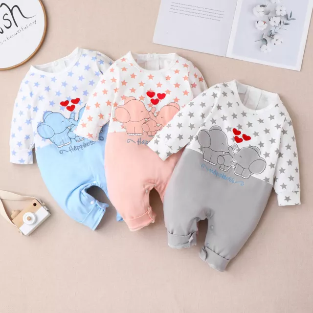 Vestiti neonato bambino bambina tuta tutina romper body tuta elefante