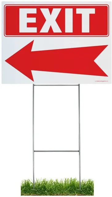 Large Double Sided Exit Arrow Yard Sign Complete Kit w/Stake(s)(1,2,3 or 5pk)