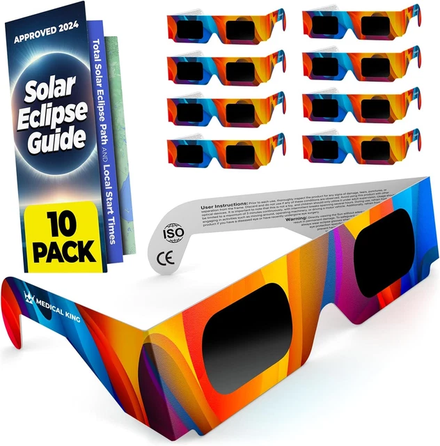 SOLAR ECLIPSE GLASSES Approved 2024, (10 pack) CE and ISO Certified