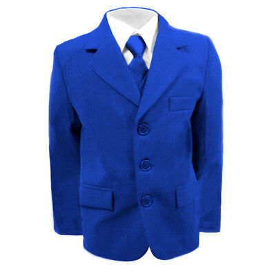 Boys Blue Suits Royal Blue Suit Navy Formal Wedding PageBoy Party Prom 5pc Suit