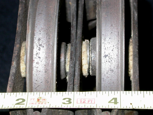 Pair Antique Vintage Barn Door Line Pulleys 3 3/8” Wheel Farm Tool - Lot of 2 12