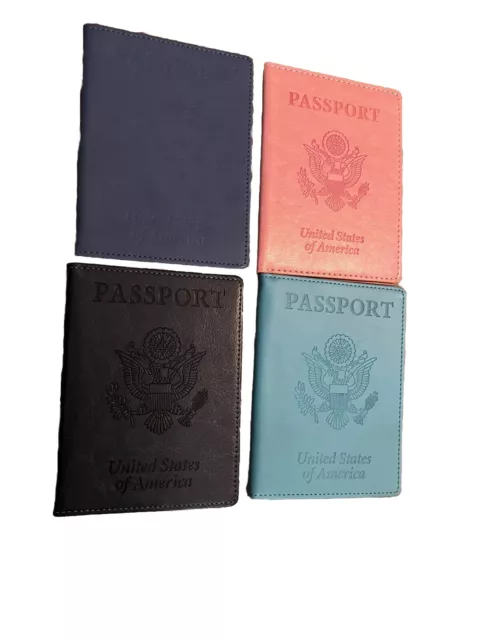 Lot of 4 passport case leather pink passport Cover wallet credit card ID holder