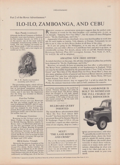 Ilo-Ilo, Zamboanga, and Cebu - Land Rover ad 1963 NY