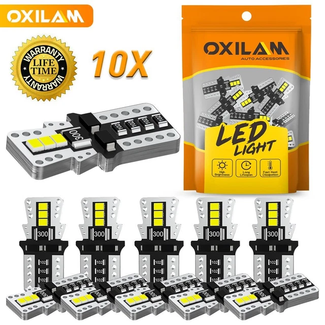 OXILAM T10 LED License Plate Light Bulbs 6000K Super Bright White 168 2825 194 9