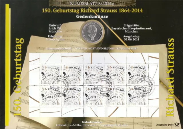 BRD Numisblatt 3/2014 150. Geburtstag von Richard Strauss