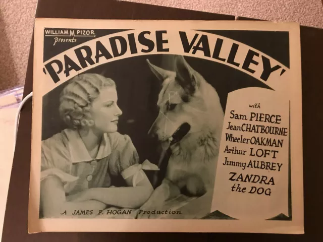 Paradise Vallkey 1934 Imperial 11x14" titlke lobby card Jean Chatbourne Zandra