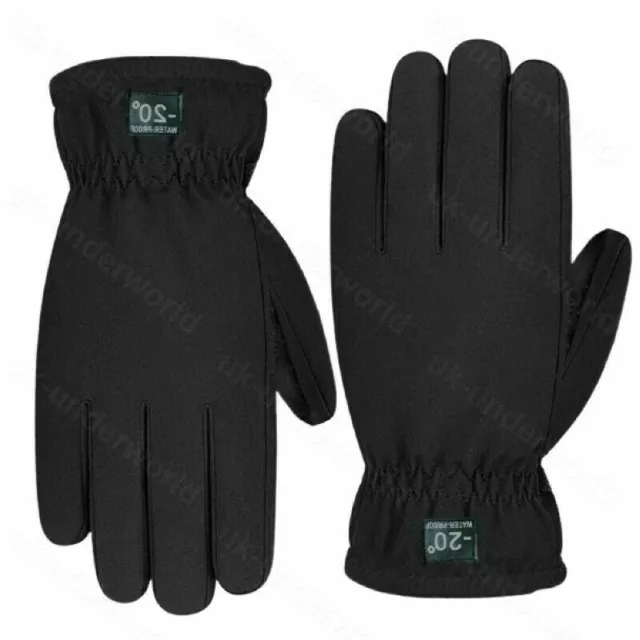 Mens Ski Gloves Adults Waterproof Insulated Glove Winter Warm Mitts Black