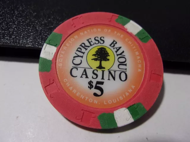 CYPRESS BAYOU CASINO $5 hotel casino gaming poker chip - Charenton, LA