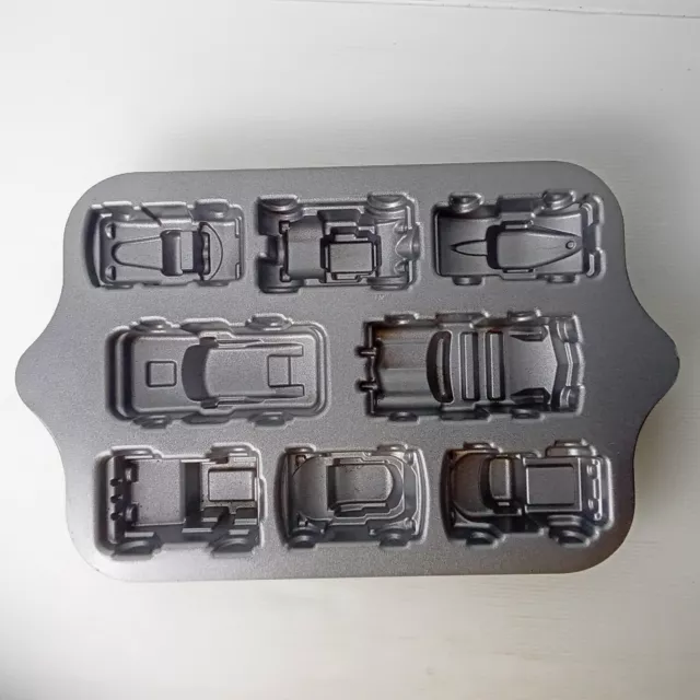 NORDIC WARE Cars cake pan 5 cup metal made in USA novelty muffin tin jelly 3