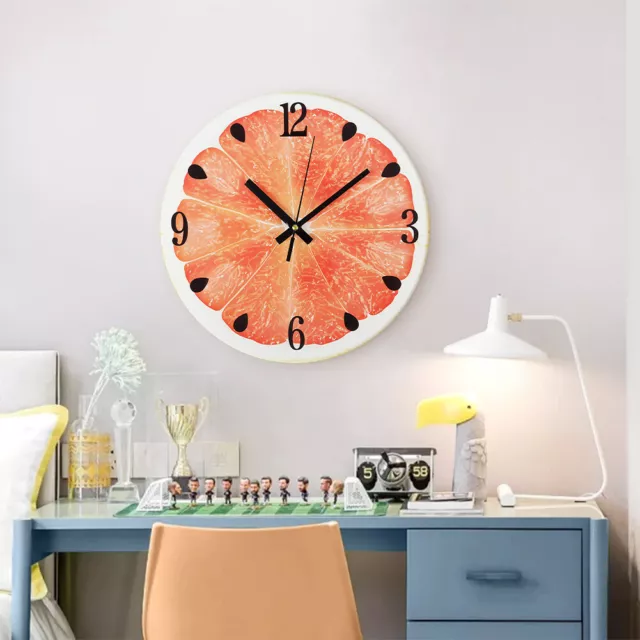 12" Wall Clock Kitchen School Office Home Orange Grapefruit Chic Quartz Clock UK