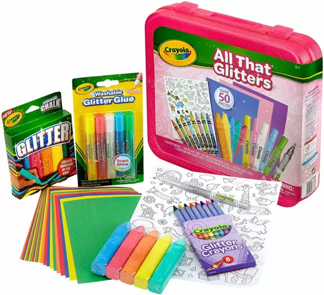 Crayola All That Glitters, Art Set, Over 50 Pieces, Gift for Kids, Age 5, 6, 7,8