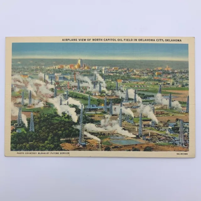 Airplane View of North Capitol Oil Field Oklahoma City Curteich Postcard