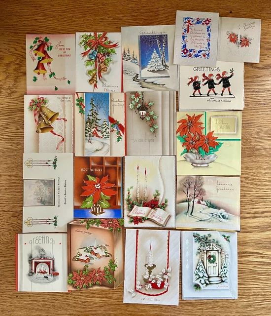 VINTAGE CHRISTMAS CARDS Lot 1920s 1930s 1940s 1950s Art Deco Midcentury