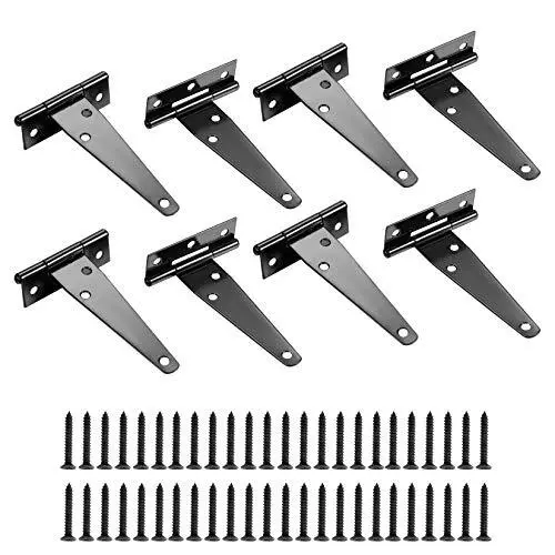 8 Pcs T-Strap Gate Hinges Heavy Duty T Tee Shed Door Hinges Barn Door Hardware