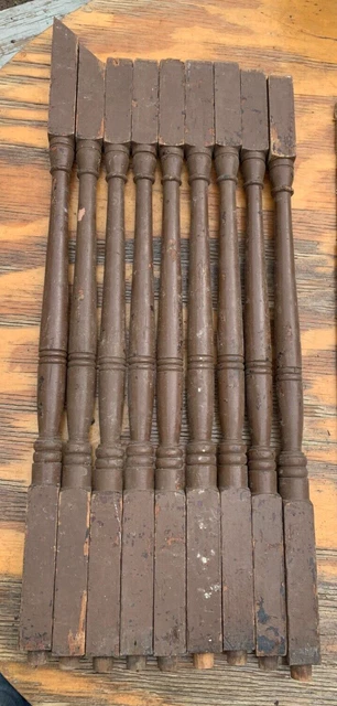 9 Architectural Old Stairway Wood  Turned Balusters Spindles Boston History