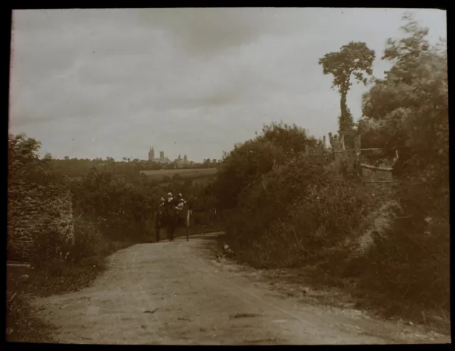 DISTANT VIEW OF COUTANCES FRANCE DATED 1912 PHOTO Magic Lantern Slide