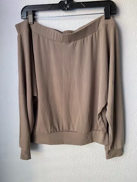 REVOLVE Lanston Off Shoulder One Shoulder Wide Neck Long Sleeve Top NWT Army