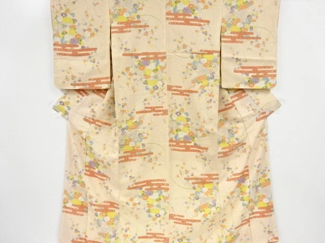 39450# Japanese Kimono / Antique Kimono / Egasumi With Screen & Flower