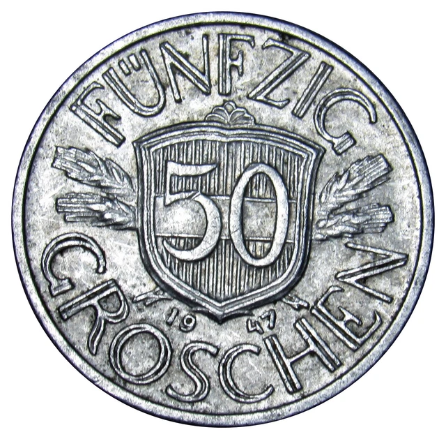 Austria 50 Groschen coin 1947 KM#2870
