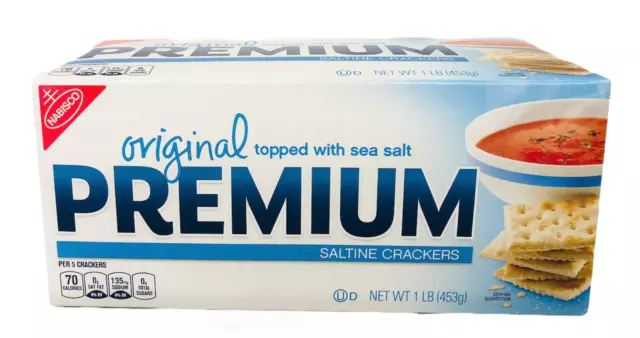 Premium Original Saltine Crackers Topped with Sea Salt 16 oz