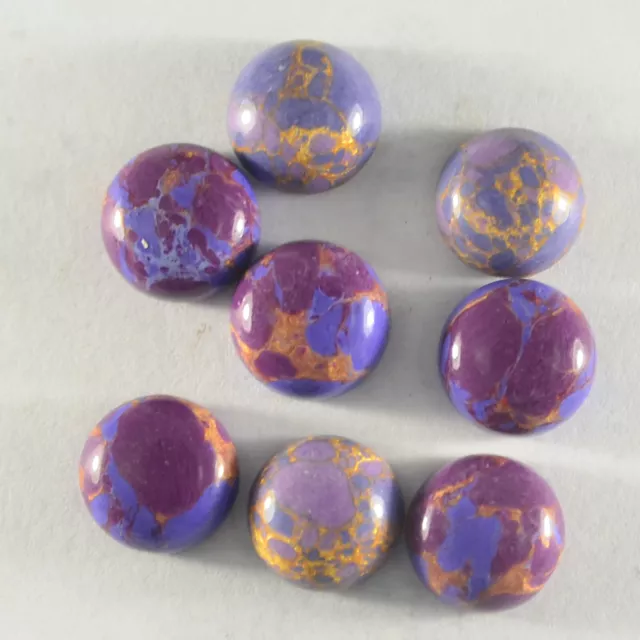 8 Pezzi Lotto Viola Rame Turchese 14mm Rotondo Cabochon Gemma per Gioielli