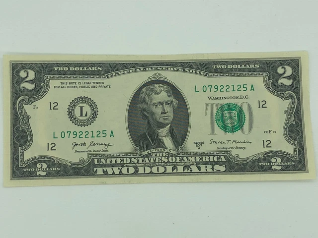 Uncirculated Two Dollar Bill Crisp $2 Sequential Note Lot 1976 - 2017