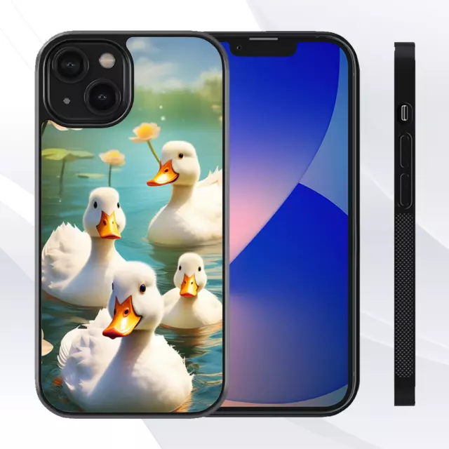 Pretty White Ducks Phone Case Cover Compatible with iPhone 8 X XR 11 12 13 14 15